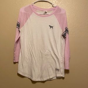 pink medium sleeve shirt